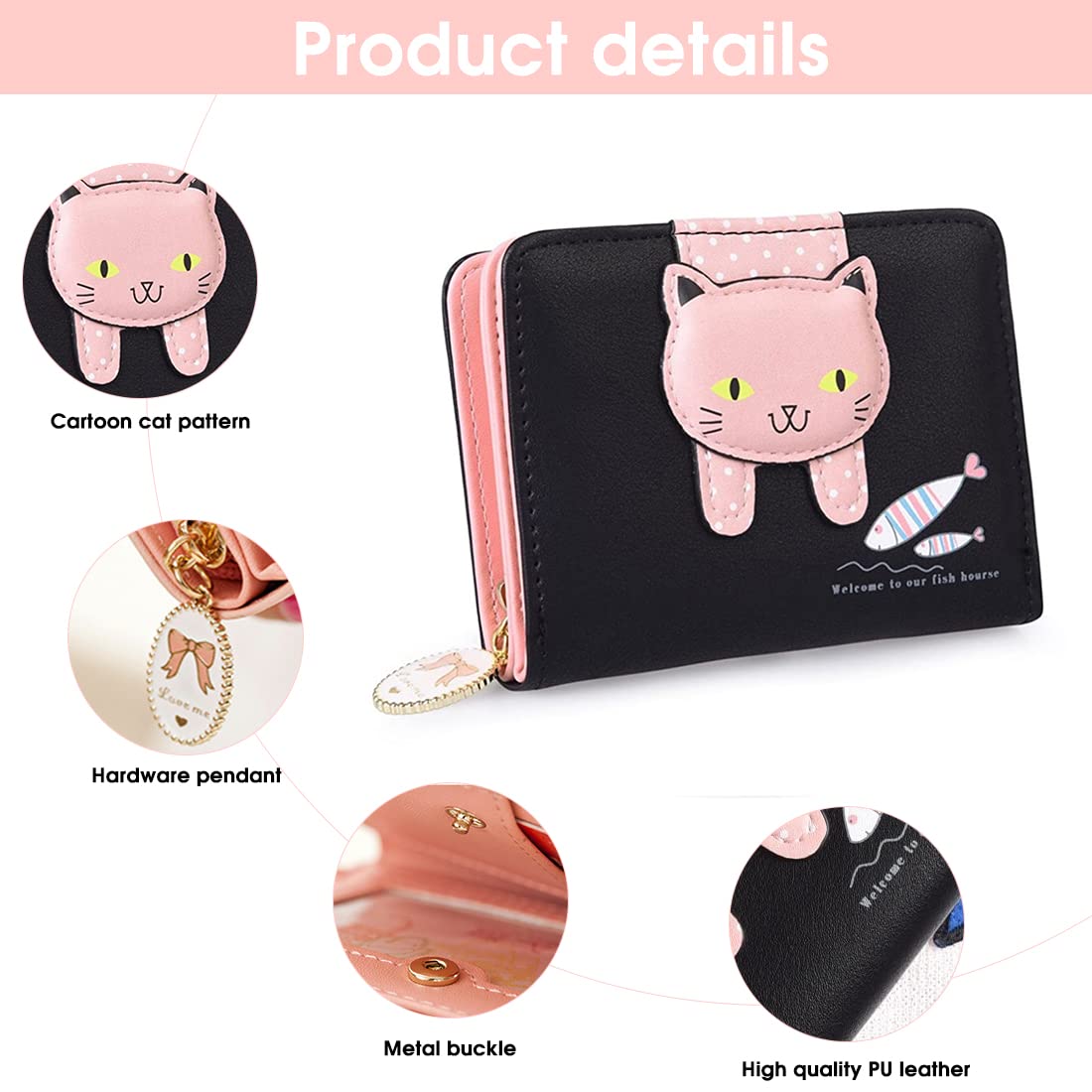 PALAY Small Wallets for Women Stylish Latest PU Leather Coins Zipper Pocket Handbags Purse for Girls with Rabbit-Shaped Metal Tassels Pendant Purse (Black) PALAY Small Wallets for Women Stylish Latest PU Leather Coins Zipper Pocket Handbags Purse for Girls with Rabbit-Shaped Metal Tassels Pendant Purse (Black)